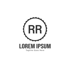 Initial RR logo template with modern frame. Minimalist RR letter logo vector illustration