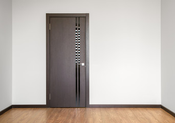 wooden door in empty room copy space photography - obrazy, fototapety, plakaty