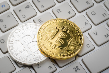 cryptocurrency coin, bitcoin, concept of electronic money