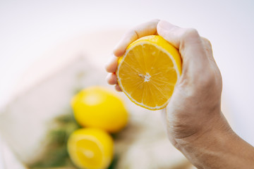 fresh lemon squeezed with right hand