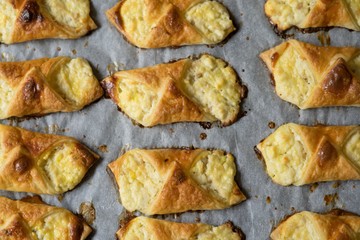 Puff pastry cheesecakes serve as a delicious sweetness for coffee or tea.