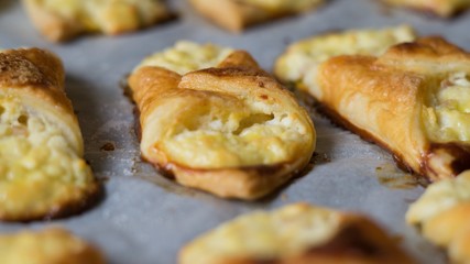 Puff pastry cheesecakes serve as a delicious sweetness for coffee or tea.