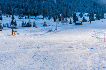 Winter landscape in dolomites Mountains