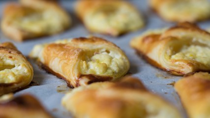 Puff pastry cheesecakes serve as a delicious sweetness for coffee or tea.
