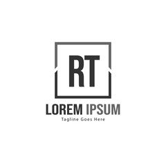 Initial RT logo template with modern frame. Minimalist RT letter logo vector illustration