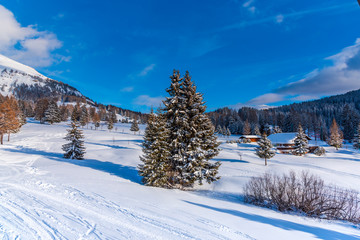 Fototapeta na wymiar Winter landscape in dolomites Mountains