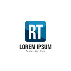 Initial RT logo template with modern frame. Minimalist RT letter logo vector illustration