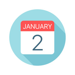 January 2 - Calendar Icon. Vector illustration of one day of month