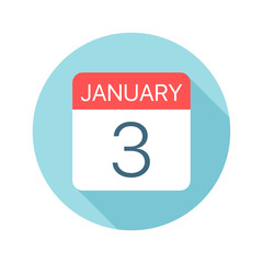January 3 - Calendar Icon. Vector illustration of one day of month