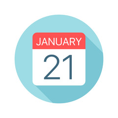 January 21 - Calendar Icon. Vector illustration of one day of month