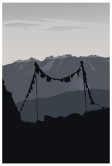 Vector art grey Tatra Mountains view, poster design