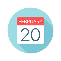 February 20 - Calendar Icon. Vector illustration of one day of month
