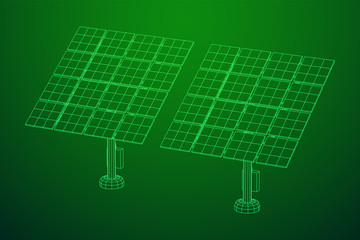 Solar energy panel. Wireframe low poly mesh vector illustration
