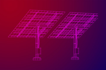 Solar energy panel. Wireframe low poly mesh vector illustration