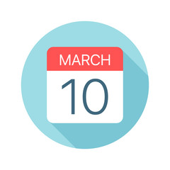 March 10 - Calendar Icon. Vector illustration of one day of month