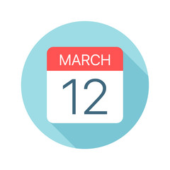 March 12 - Calendar Icon. Vector illustration of one day of month
