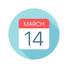 March 14 - Calendar Icon. Vector illustration of one day of month
