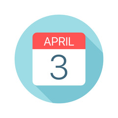 April 3 - Calendar Icon. Vector illustration of one day of month