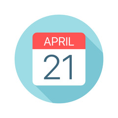 April 21 - Calendar Icon. Vector illustration of one day of month