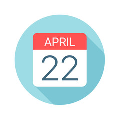 April 22 - Calendar Icon. Vector illustration of one day of month