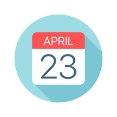 April 23 - Calendar Icon. Vector illustration of one day of month