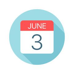 June 3 - Calendar Icon. Vector illustration of one day of month