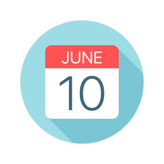June 10 - Calendar Icon. Vector illustration of one day of month