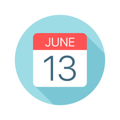 June 13 - Calendar Icon. Vector illustration of one day of month