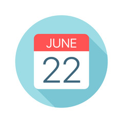 June 22 - Calendar Icon. Vector illustration of one day of month