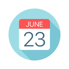 June 23 - Calendar Icon. Vector illustration of one day of month