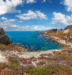 Fototapeta na wymiar Sea beach near Rocca di San Nicola, Agrigento, Sicily, Italy