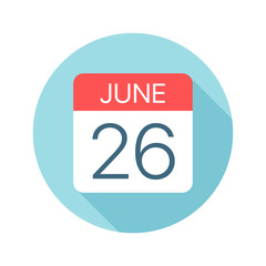 June 26 - Calendar Icon. Vector illustration of one day of month