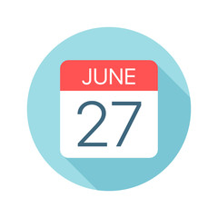 June 27 - Calendar Icon. Vector illustration of one day of month