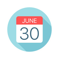 June 30 - Calendar Icon. Vector illustration of one day of month