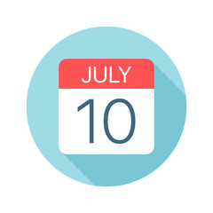 July 10 - Calendar Icon. Vector illustration of one day of month