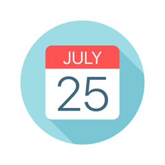 July 25 - Calendar Icon. Vector illustration of one day of month