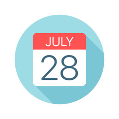 July 28 - Calendar Icon. Vector illustration of one day of month