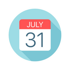 July 31 - Calendar Icon. Vector illustration of one day of month