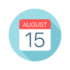 August 15 - Calendar Icon. Vector illustration of one day of month