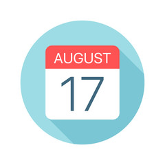 August 17 - Calendar Icon. Vector illustration of one day of month