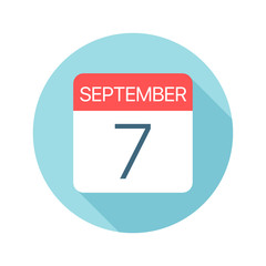 September 7 - Calendar Icon. Vector illustration of one day of month