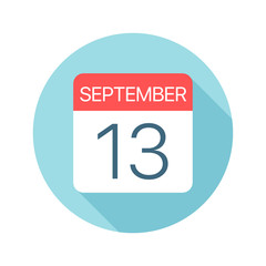 Fototapeta na wymiar September 13 - Calendar Icon. Vector illustration of one day of month