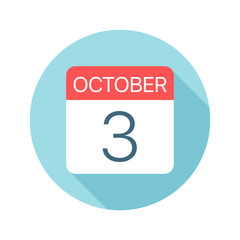 October 3 - Calendar Icon. Vector illustration of one day of month