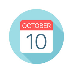 October 10 - Calendar Icon. Vector illustration of one day of month
