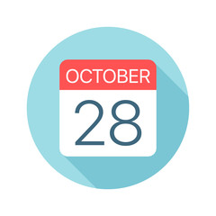 October 28 - Calendar Icon. Vector illustration of one day of month