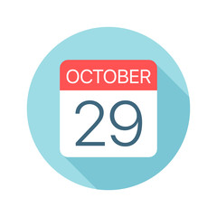 October 29 - Calendar Icon. Vector illustration of one day of month