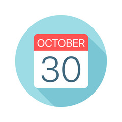 October 30 - Calendar Icon. Vector illustration of one day of month