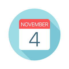 November 4 - Calendar Icon. Vector illustration of one day of month