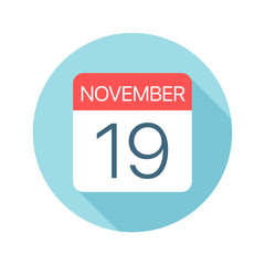 November 19 - Calendar Icon. Vector illustration of one day of month