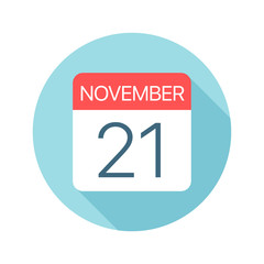 November 21 - Calendar Icon. Vector illustration of one day of month